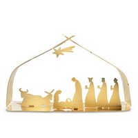 photo bark crib nativity scene in 18/10 stainless steel, golden 2